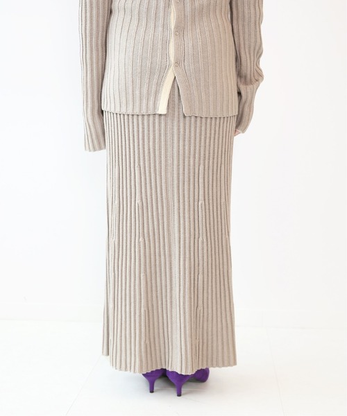 R JUBILEE（アールジュビリー）の「【R JUBILEE for CITYSHOP】Rib slit スカート（スカート・レディース・ベージュ/パープル・SMALL）」の8枚目の写真