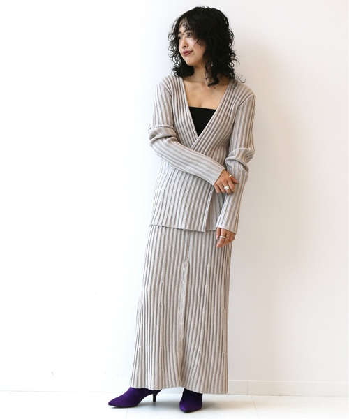 R JUBILEE（アールジュビリー）の「【R JUBILEE for CITYSHOP】Rib slit スカート（スカート・レディース・ベージュ/パープル・SMALL）」の6枚目の写真