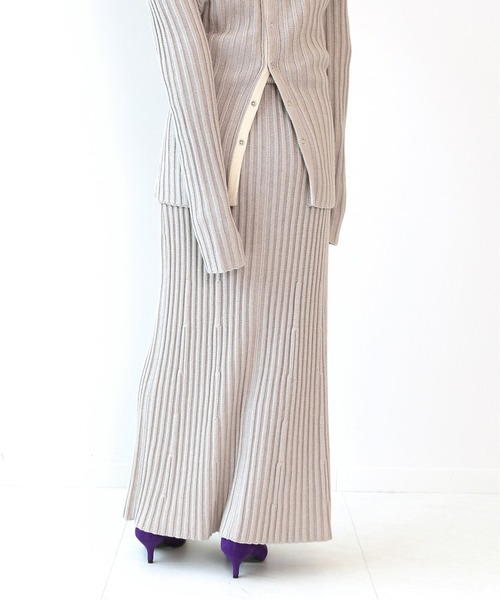 R JUBILEE（アールジュビリー）の「【R JUBILEE for CITYSHOP】Rib slit スカート（スカート・レディース・ベージュ/パープル・SMALL）」の4枚目の写真