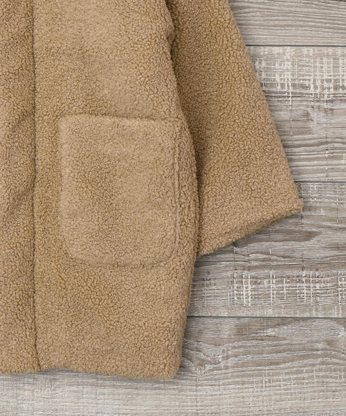 coen(コーエン)の「【coen キッズ / ジュニア】中綿プードルボアコート(ボアジャケット)(ノーカラージャケット・キッズ・ベージュ/ネイビー・110/130/150)」の14枚目の写真