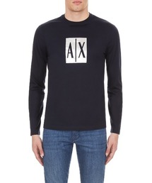 【A|Xアルマーニ エクスチェンジ】スクエアA|Xロゴ 長袖クルーネックTシャツ/REGULAR