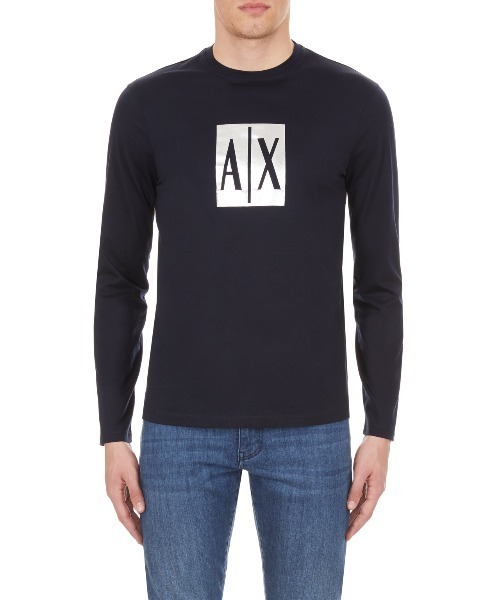 ARMANI EXCHANGE(アルマーニエクスチェンジ)の「【A|Xアルマーニ エクスチェンジ】スクエアA|Xロゴ 長袖クルーネックTシャツ/REGULAR(Tシャツ/カットソー・メンズ・ネイビー/ブラック・LARGE/X-LARGE/X-SMALL/SMALL/MEDIUM)」の2枚目の写真