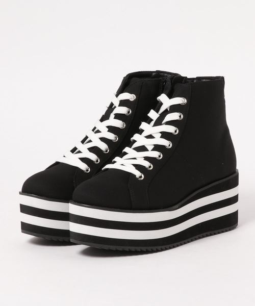 byあしながおじさん（バイアシナガオジサン）の「〈ｂｙあしながおじさん〉厚底ハイカットスニーカー（スニーカー・レディース・ホワイト/ブラック/ベージュ・22.5cm/23.5cm/24.5cm/23.0cm/24.0cm）」の6枚目の写真