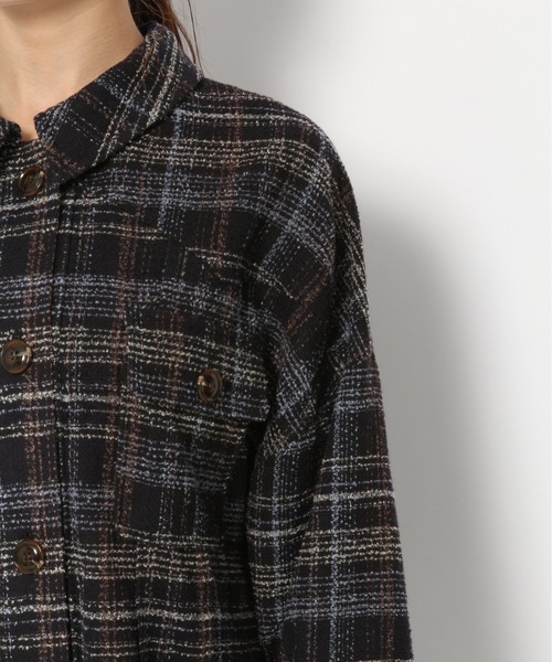 Heather（ヘザー）の「ツイードチェックロングシャツ_868753（シャツ/ブラウス・レディース・ホワイト系その他/ベージュ系その他/ブルー系その他・FREE）」の5枚目の写真