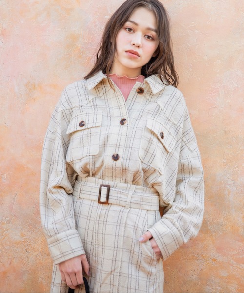 Heather（ヘザー）の「ツイードチェックロングシャツ_868753（シャツ/ブラウス・レディース・ホワイト系その他/ベージュ系その他/ブルー系その他・FREE）」の8枚目の写真