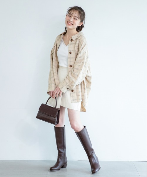 Heather（ヘザー）の「ツイードチェックロングシャツ_868753（シャツ/ブラウス・レディース・ホワイト系その他/ベージュ系その他/ブルー系その他・FREE）」の20枚目の写真