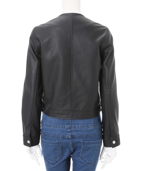 fifth(フィフス)の「ノーカラーフェイクレザージャケット(ライダースジャケット・レディース・ベージュ/ブラック・MEDIUM)」の13枚目の写真