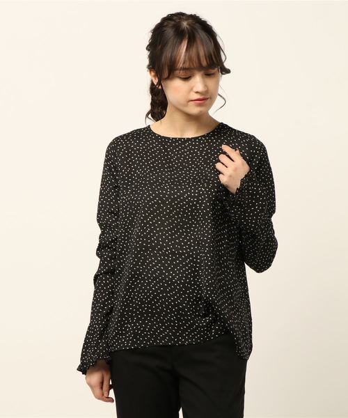 KOBE LETTUCE（コウベレタス）の「ベルスリーブ手描きドットブラウス（シャツ/ブラウス・レディース・ブラック/ネイビー/オフホワイト・FREE）」の6枚目の写真