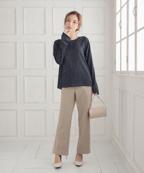 KOBE LETTUCE（コウベレタス）の「ベルスリーブ手描きドットブラウス（シャツ/ブラウス・レディース・ブラック/ネイビー/オフホワイト・FREE）」の14枚目の写真