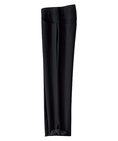 BELLUNA PLUS(ベルーナ)の「ストレッチ裾リボンクロップドパンツ股下48cm(その他パンツ・レディース・ブラック/ネイビー/オフホワイト/カーキ/その他/ストライプ/グレイッシュベージュ/ブルー系その他/グレー系その他・SMALL/MEDIUM/LARGE/X-LARGE)」の3枚目の写真
