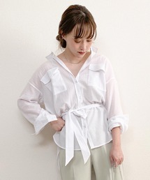 KOBE LETTUCE | 【WEARISTAてらさん×KOBE LETTUCEコラボ】ベルト付きビッグシルエットシアーシャツ(シャツ/ブラウス)
