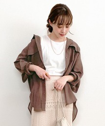 KOBE LETTUCE | 【WEARISTAてらさん×KOBE LETTUCEコラボ】ベルト付きビッグシルエットシアーシャツ(シャツ/ブラウス)