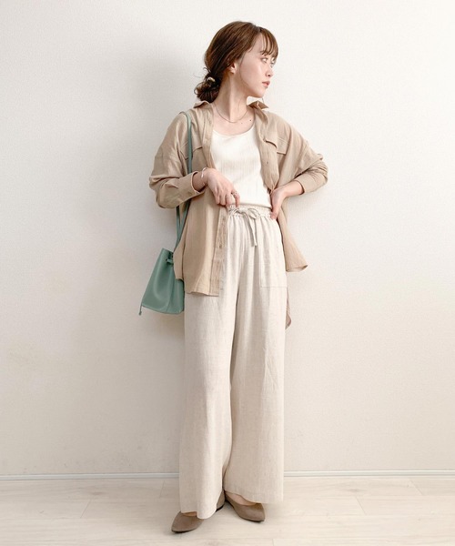 KOBE LETTUCE(コウベレタス)の「ベルト付きビッグシルエットシアーシャツ(シャツ/ブラウス・レディース・ホワイト系その他/ベージュ/ミント/アイボリー/ブラウン・FREE)」の8枚目の写真