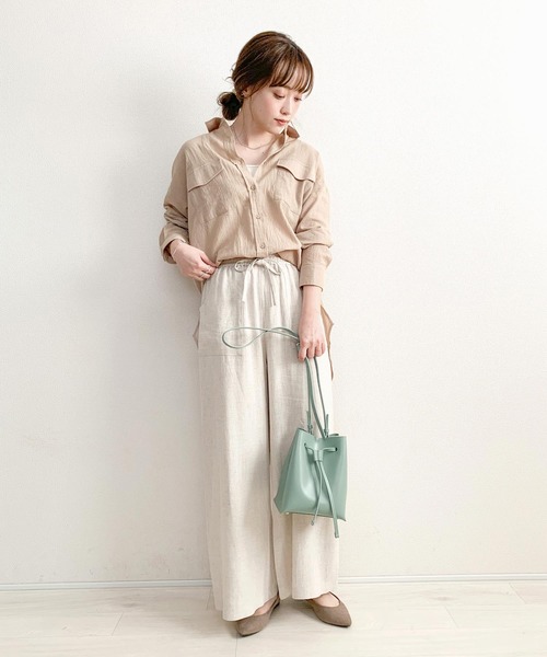 KOBE LETTUCE(コウベレタス)の「ベルト付きビッグシルエットシアーシャツ(シャツ/ブラウス・レディース・ホワイト系その他/ベージュ/ミント/アイボリー/ブラウン・FREE)」の9枚目の写真