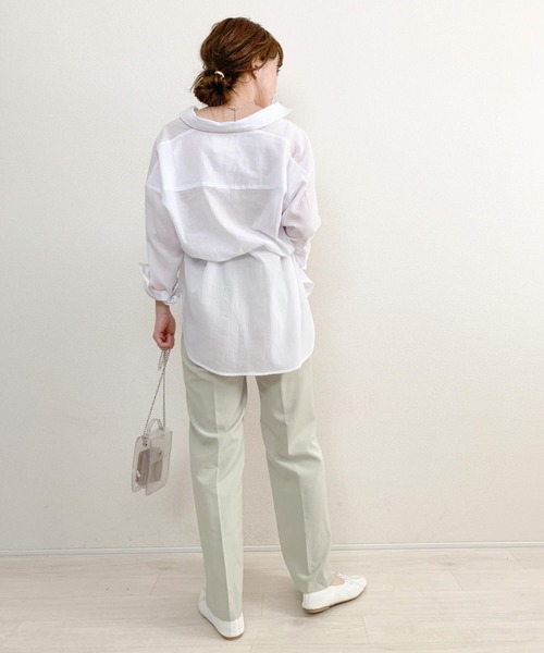 KOBE LETTUCE(コウベレタス)の「ベルト付きビッグシルエットシアーシャツ(シャツ/ブラウス・レディース・ホワイト系その他/ベージュ/ミント/アイボリー/ブラウン・FREE)」の11枚目の写真