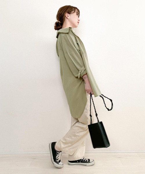 KOBE LETTUCE(コウベレタス)の「ベルト付きビッグシルエットシアーシャツ(シャツ/ブラウス・レディース・ホワイト系その他/ベージュ/ミント/アイボリー/ブラウン・FREE)」の13枚目の写真