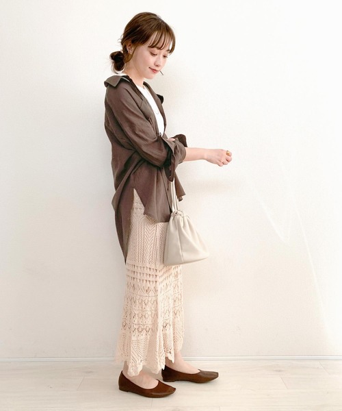 KOBE LETTUCE(コウベレタス)の「ベルト付きビッグシルエットシアーシャツ(シャツ/ブラウス・レディース・ホワイト系その他/ベージュ/ミント/アイボリー/ブラウン・FREE)」の16枚目の写真