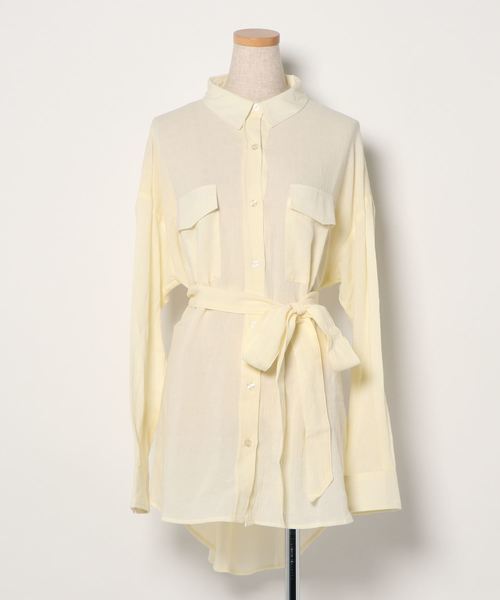 KOBE LETTUCE(コウベレタス)の「ベルト付きビッグシルエットシアーシャツ(シャツ/ブラウス・レディース・ホワイト系その他/ベージュ/ミント/アイボリー/ブラウン・FREE)」の19枚目の写真