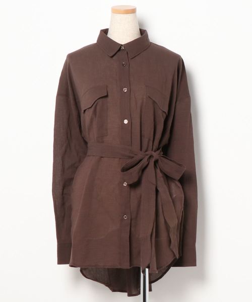 KOBE LETTUCE(コウベレタス)の「ベルト付きビッグシルエットシアーシャツ(シャツ/ブラウス・レディース・ホワイト系その他/ベージュ/ミント/アイボリー/ブラウン・FREE)」の18枚目の写真