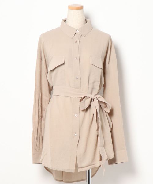 KOBE LETTUCE(コウベレタス)の「ベルト付きビッグシルエットシアーシャツ(シャツ/ブラウス・レディース・ホワイト系その他/ベージュ/ミント/アイボリー/ブラウン・FREE)」の21枚目の写真