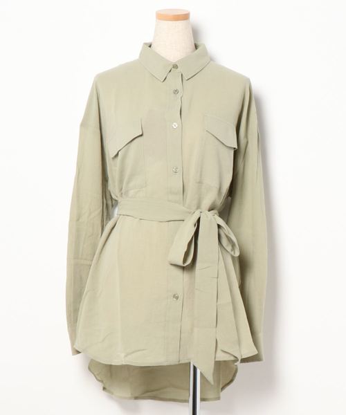 KOBE LETTUCE(コウベレタス)の「ベルト付きビッグシルエットシアーシャツ(シャツ/ブラウス・レディース・ホワイト系その他/ベージュ/ミント/アイボリー/ブラウン・FREE)」の22枚目の写真