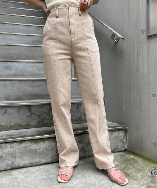 one after another NICE CLAUP(ワンアフターアナザーナイスクラップ)の「硫化デニムパンツ(デニムパンツ)」|ベージュ