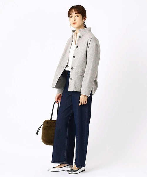 COMME CA ISM(コムサイズム)の「ショートコート(ブルゾン・レディース・ライトグレー/チャコール・LARGE/MEDIUM)」の3枚目の写真