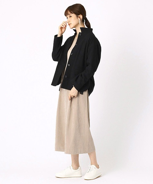 COMME CA ISM(コムサイズム)の「ショートコート(ブルゾン・レディース・ライトグレー/チャコール・LARGE/MEDIUM)」の4枚目の写真