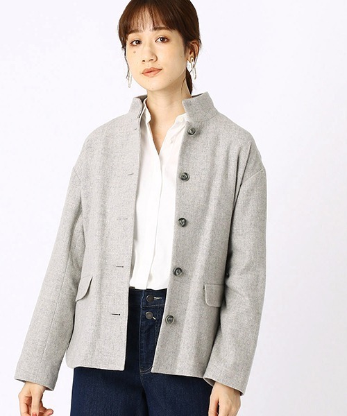 COMME CA ISM(コムサイズム)の「ショートコート(ブルゾン・レディース・ライトグレー/チャコール・LARGE/MEDIUM)」の5枚目の写真