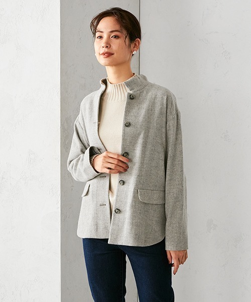 COMME CA ISM(コムサイズム)の「ショートコート(ブルゾン・レディース・ライトグレー/チャコール・LARGE/MEDIUM)」の19枚目の写真