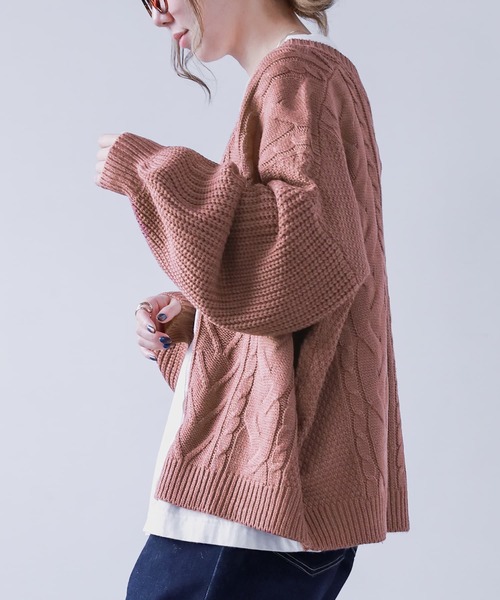 n'OrLABEL(ノアールレーベル)の「ぽわん袖ケーブルニットカーディガン(カーディガン/ボレロ・レディース・スモークピンク/ナチュラル/ブラック/チャコール・FREE)」の22枚目の写真