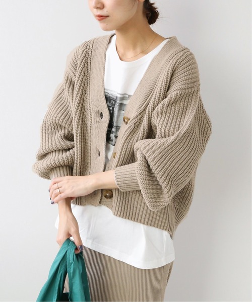 JOURNAL STANDARD relume（ジャーナルスタンダード　レリューム）の「バルキーWコードVネックショートカーディガン◆（カーディガン/ボレロ・レディース・ベージュ/ブラウン/ブルー・FREE）」の13枚目の写真