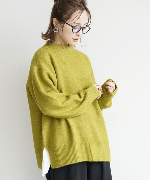 coca（coca）（コカ）の「＼新色追加／ふあふあヤク風 ボトルネックニットトップス（ニット/セーター・レディース・ベージュ/ブルー/アイボリー/グリーン/ライトグレー/チャコールグレー/ブラウン/マスタード/ブラック/カーキ/ライトブルー/ピンク/ダークベージュ/ライトグリーン/チャコール/ライトピンク・ONE SIZE/M/L/S）」の10枚目の写真