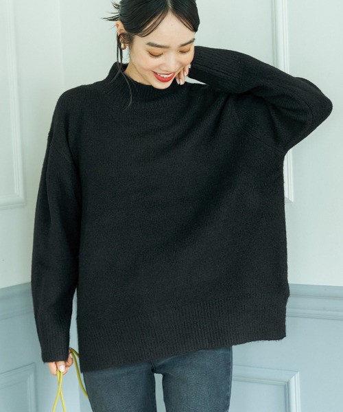 coca（coca）（コカ）の「＼新色追加／ふあふあヤク風 ボトルネックニットトップス（ニット/セーター・レディース・ベージュ/ブルー/アイボリー/グリーン/ライトグレー/チャコールグレー/ブラウン/マスタード/ブラック/カーキ/ライトブルー/ピンク/ダークベージュ/ライトグリーン/チャコール/ライトピンク・ONE SIZE/M/L/S）」の3枚目の写真