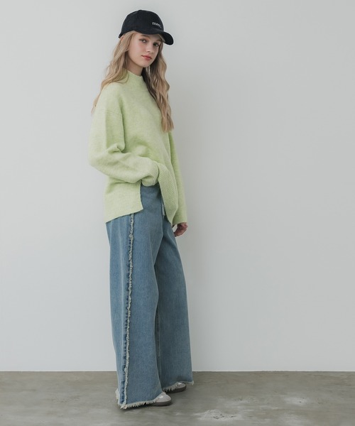 新色追加／ふあふあヤク風 ボトルネックニットトップス（ニット