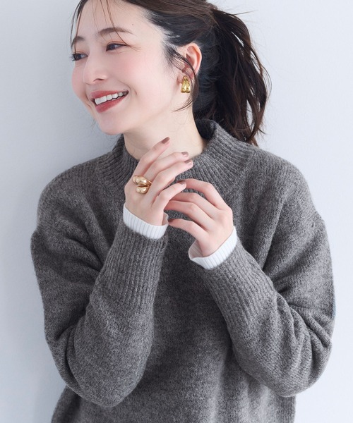 新色追加／ふあふあヤク風 ボトルネックニットトップス（ニット