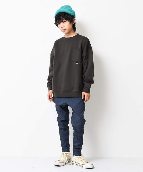 RAT EFFECT（ラットエフェクト）の「【裏起毛】ネオンプリントスーパービッグトレーナー（スウェット・キッズ・チャコールグレー/ライトグレー/ブラック/ベージュ/オフホワイト/カーキ/杢グレー・120/130/140/150/160/170）」の12枚目の写真