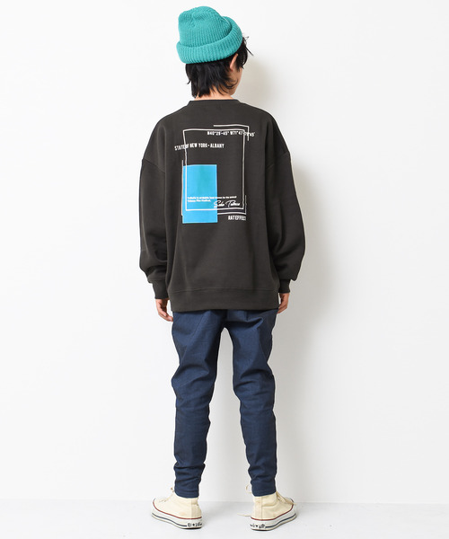 RAT EFFECT（ラットエフェクト）の「【裏起毛】ネオンプリントスーパービッグトレーナー（スウェット・キッズ・チャコールグレー/ライトグレー/ブラック/ベージュ/オフホワイト/カーキ/杢グレー・120/130/140/150/160/170）」の13枚目の写真