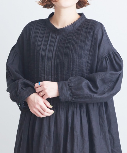 Savon ビュルデサボン のファッション De ワンピース De ワンピース ドレス リネンピンタック ワンピース ワンピース Bulle