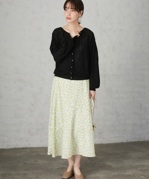 Green　Parks（グリーンパークス）の「<ウォッシャブル・抗菌防臭>透かし編みカーディガン＊（カーディガン/ボレロ・レディース・ブラック/ベージュ/グレー・FREE）」の12枚目の写真