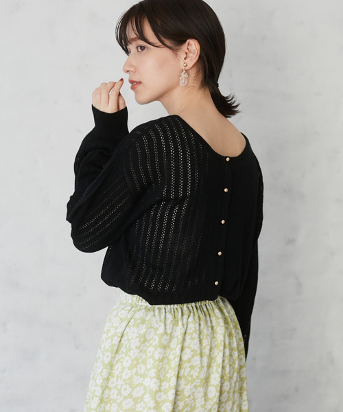 Green　Parks（グリーンパークス）の「<ウォッシャブル・抗菌防臭>透かし編みカーディガン＊（カーディガン/ボレロ・レディース・ブラック/ベージュ/グレー・FREE）」の19枚目の写真