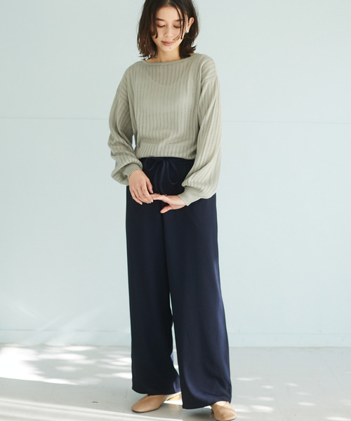 Green　Parks（グリーンパークス）の「<ウォッシャブル・抗菌防臭>透かし編みカーディガン＊（カーディガン/ボレロ・レディース・ブラック/ベージュ/グレー・FREE）」の5枚目の写真