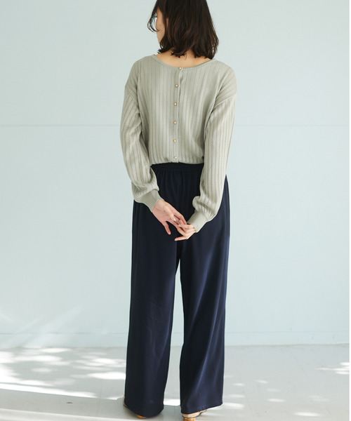 Green　Parks（グリーンパークス）の「<ウォッシャブル・抗菌防臭>透かし編みカーディガン＊（カーディガン/ボレロ・レディース・ブラック/ベージュ/グレー・FREE）」の13枚目の写真