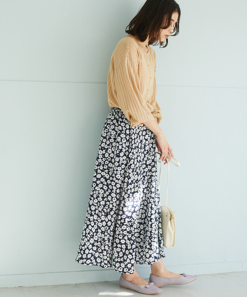 Green　Parks（グリーンパークス）の「<ウォッシャブル・抗菌防臭>透かし編みカーディガン＊（カーディガン/ボレロ・レディース・ブラック/ベージュ/グレー・FREE）」の4枚目の写真