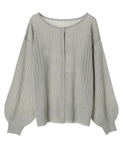 Green　Parks（グリーンパークス）の「<ウォッシャブル・抗菌防臭>透かし編みカーディガン＊（カーディガン/ボレロ・レディース・ブラック/ベージュ/グレー・FREE）」の9枚目の写真