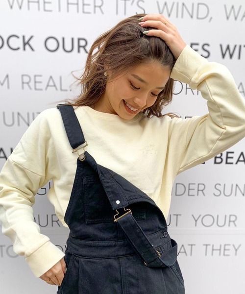 ROXY（ロキシー）の「SUN OVER/ロキシー スウェット トレーナー クロップド ドロップショルダー（スウェット・レディース・ブラウン/ホワイト/グリーン/パープル・SMALL/MEDIUM/LARGE）」の2枚目の写真