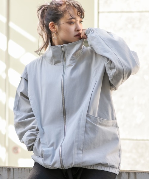 【新品】ストレッチメッシュ ハイネックブルゾン グレー L RASVOA（ラスボア）の「マルチ切替ハイネックジャケット（ブルゾン