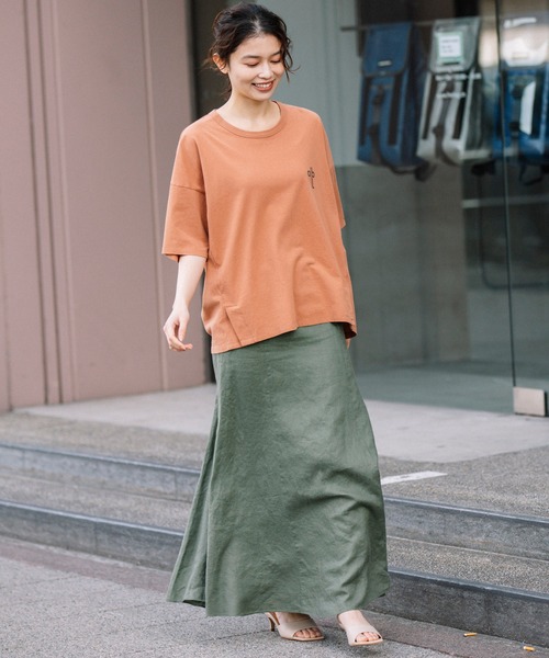 Munich（ミューニック）の「バイオウォッシュコットンジャージー　プリントTシャツ（Tシャツ/カットソー・レディース・ホワイト/ベージュ/カーキ/テラコッタ・FREE）」の9枚目の写真