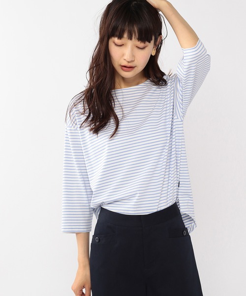 Petit Honfleur(プチオンフルール)の「ボーダーTシャツ(Tシャツ/カットソー・レディース・ブラック/サックスブルー/モカ・M/L)」の3枚目の写真