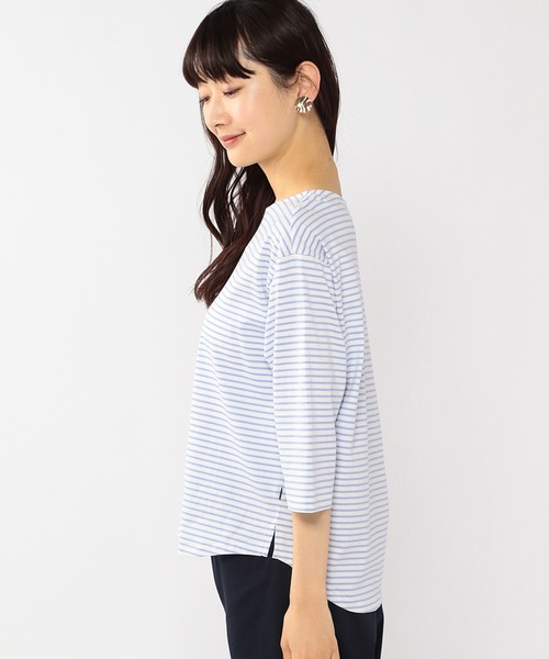 Petit Honfleur(プチオンフルール)の「ボーダーTシャツ(Tシャツ/カットソー・レディース・ブラック/サックスブルー/モカ・M/L)」の9枚目の写真
